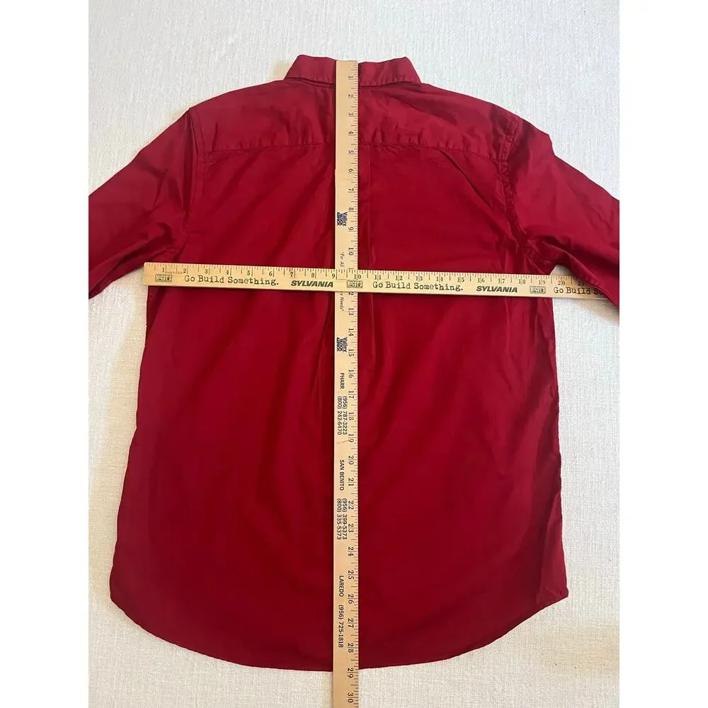 Polo Ralph Lauren Button Down Shirt Red Youth Boys XL 18-20 Fits Men S Small LS